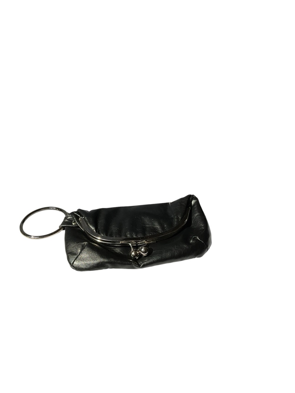 Black Leather Mini Wristlet Key Pouch